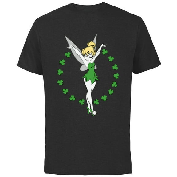 Disney Tinker Bell Ring of Shamrocks St. Patrick's Day - Short Sleeve Cotton T-Shirt for Adults - Customized-Black