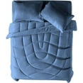 thumbnail image 3 of 5 Piece Luxury U Shape Pattern Comforter By D.N.G. BEDDINGS Set Premium Super Soft, 1000 Thread Count 100% Egyptian Cotton Super King Size Medium Blue Color, 3 of 9