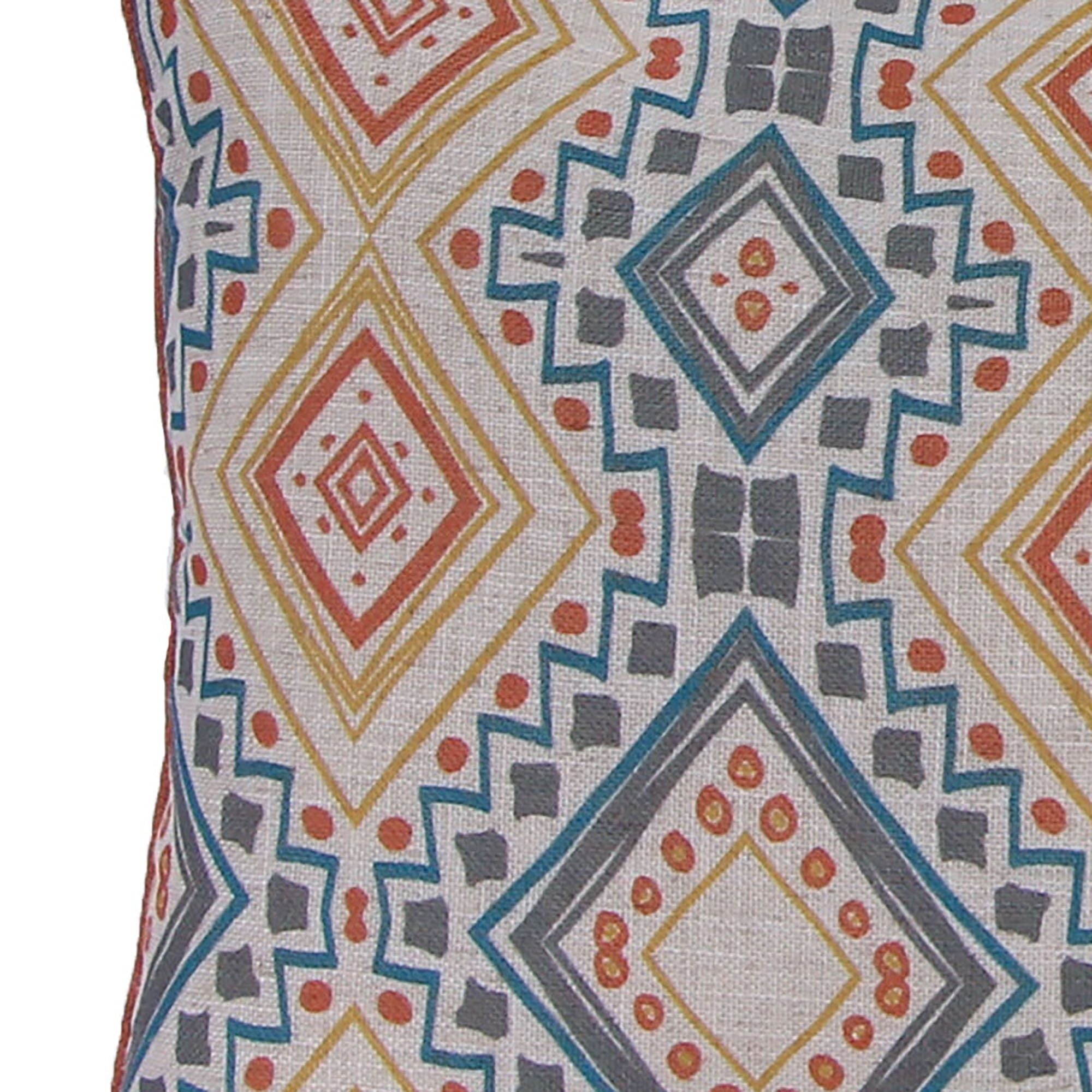 Jordan Manufacturing 20" x 14" Multicolor Diamond Medallion Rectangular Decorative Lumbar Throw Pillow with Welt
