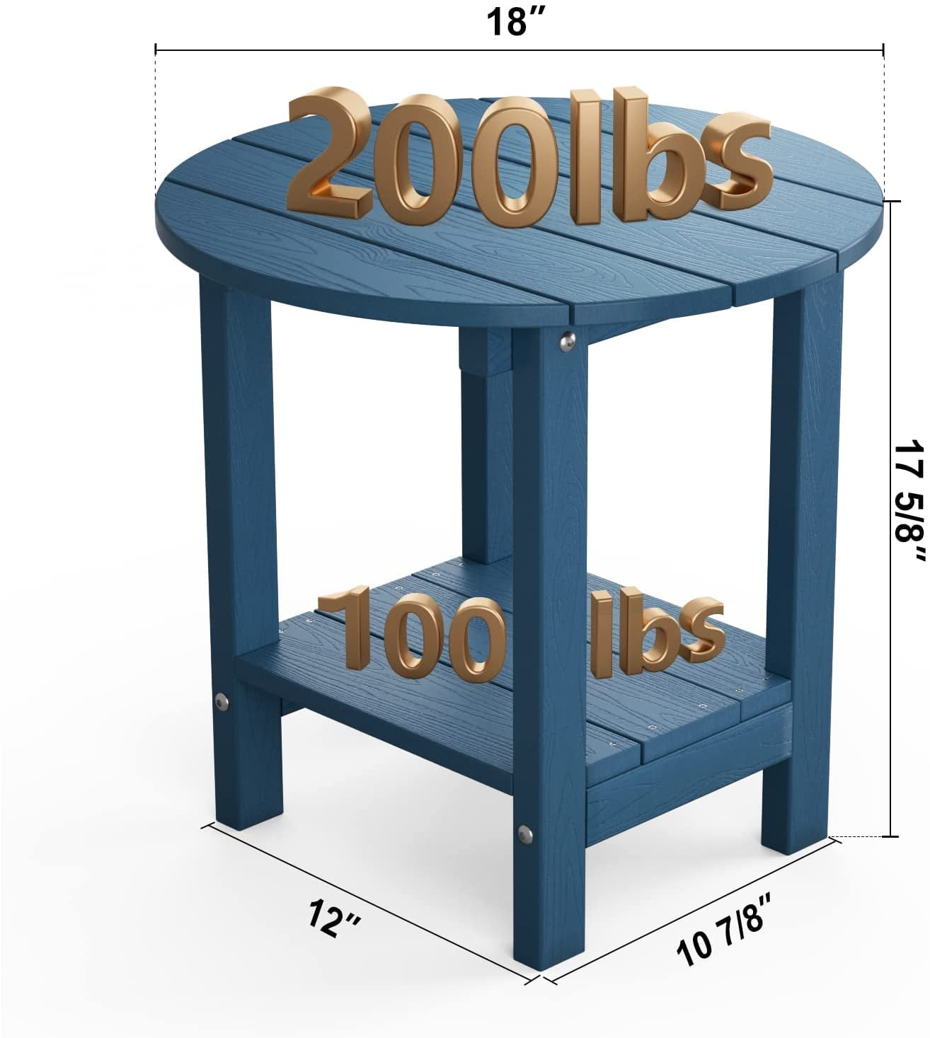 WINSOON Folding Adirondack Chair and Table Set 3 PCS Garden Patio Outdoor Chairs, Navy Blue