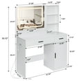 thumbnail image 7 of Hommpa Vanity with LED Lighted Mirror Makeup Vanity Desk with Cabinet Glass Tabletop Drawers Vanity Table with Power Outlet 3 Lighting Modes Adjustable Brightness for Bedroom, White, 7 of 7
