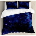 thumbnail image 1 of Sky Duvet Cover Set King Size, Abstract Astronomy Themed Nebula Illustration with Stars Science Inspired Universe, Decorative 3 Piece Bedding Set with 2 Pillow Shams, Pink Blue Black, by Ambesonne, 1 of 3