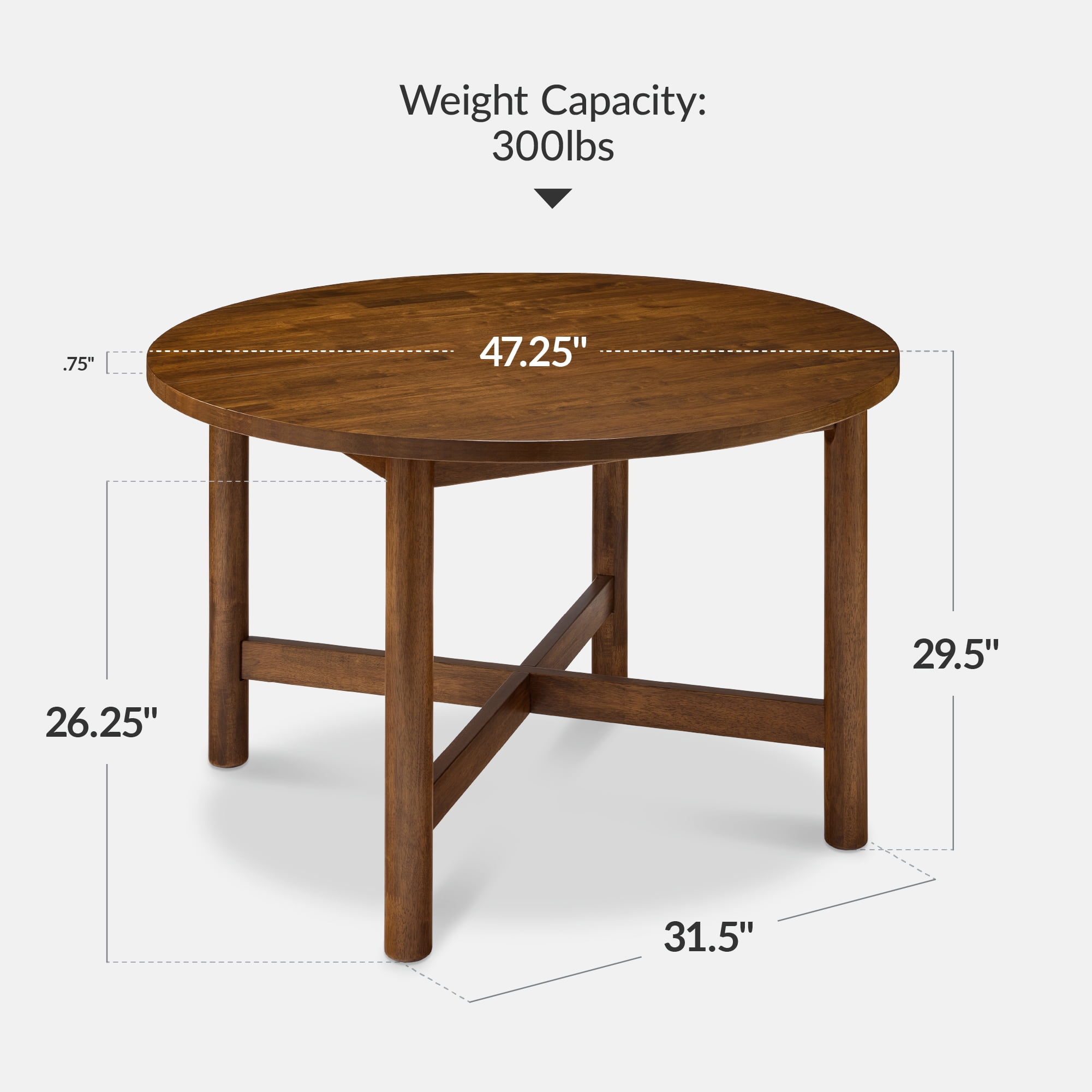 Best Choice Products 47In Round Solid Wood Dining Table, Modern Farmhouse Table For 4, Space Saving, Easy Assembly - Walnut