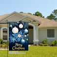 thumbnail image 2 of JOOCAR Merry Christmas Garden Flag with Blue Ornaments and Poinsettia Design for Winter Christmas Home Outdoor Garden Yard Door Decor 12x18 inch, 2 of 5