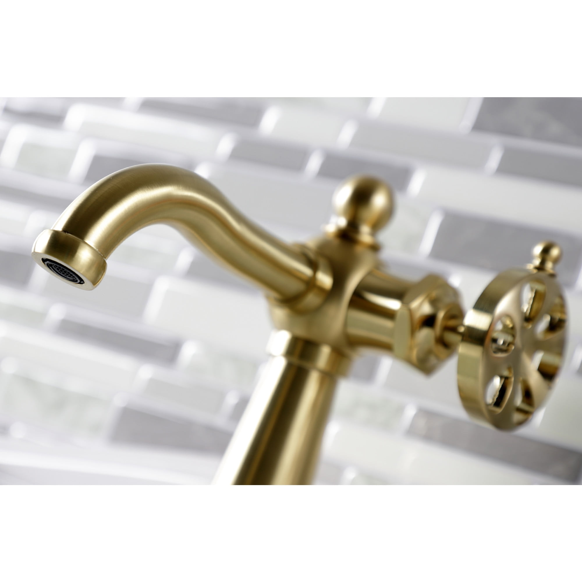 Kingston Brass KS3547RX Belknap One-Handle Single-Hole Bathroom Faucet with Push Pop-Up Drain, Brushed Brass