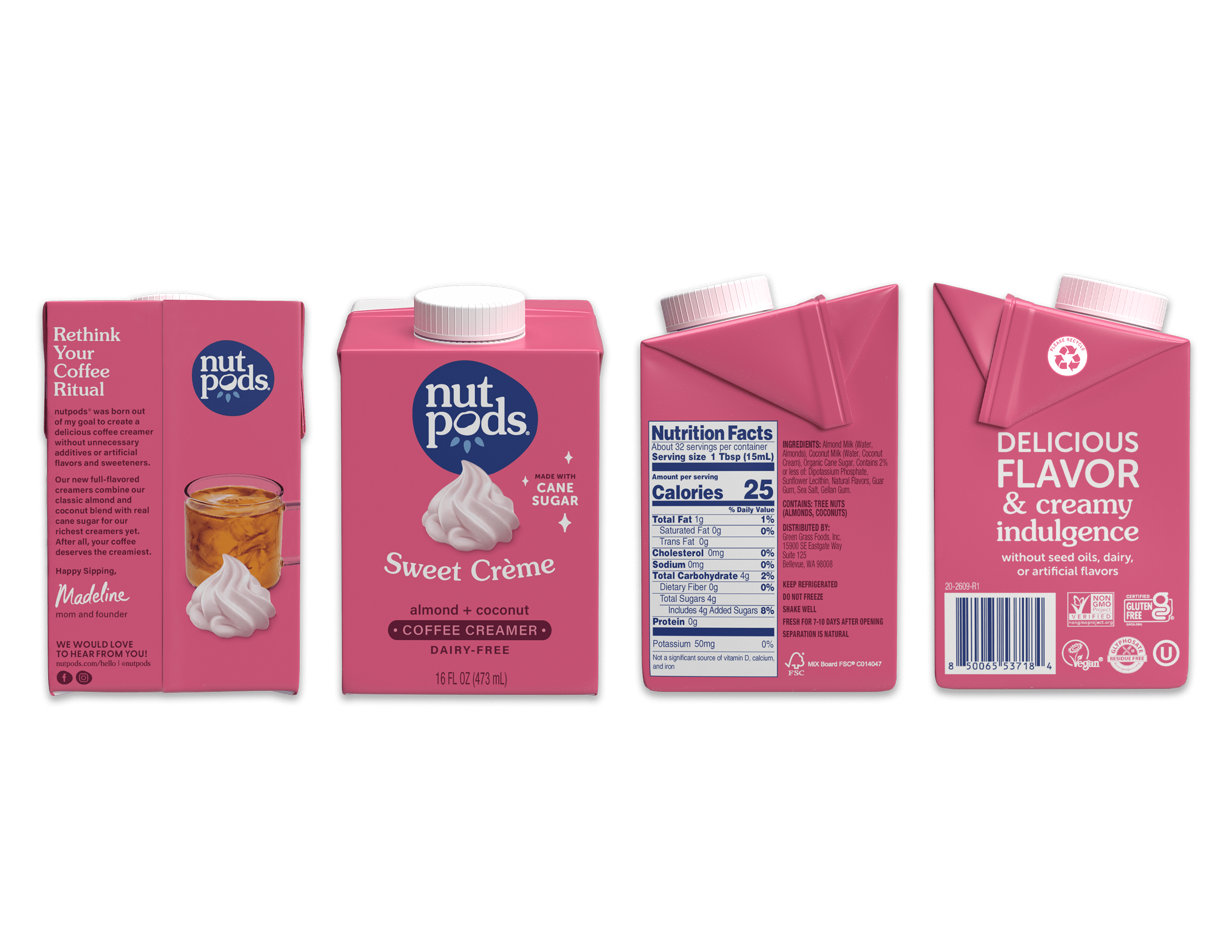 nutpods Sweet Creme Sweetened Dairy Free Shelf Stable Creamer, 16 oz