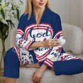 thumbnail image 6 of Pajamas for Women Sets, God Bless America Patriotic Star Lounge Sets Long Sleeve Button Down Night Shirts Sleepwear Pjs, 6 of 6