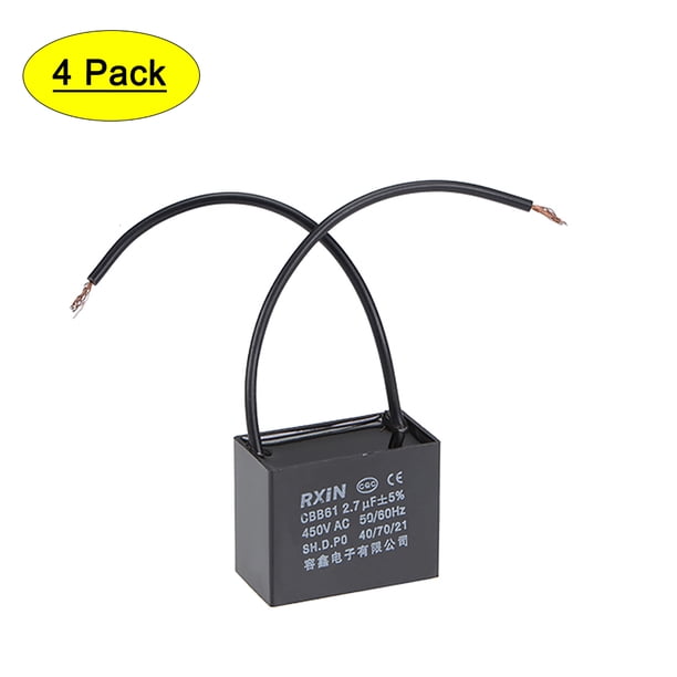 Capacitor de arranque para ventilador de techo CBB61 de 2.7uF 450V AC 4 paquetes