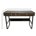 thumbnail image 4 of Interior Elements Kuluzego Simple Writing Wooden Computer Desk with Drawers, Brown, 4 of 4