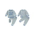 thumbnail image 2 of BemeyourBBs Auntie's Little Bestie Toddler Baby Boy 2 Piece Outfits Long Sleeve Letter Embroidery Waffle Knit Sweatshirt Pants Set Kids Spring Fall Winter Clothes, 2 of 9