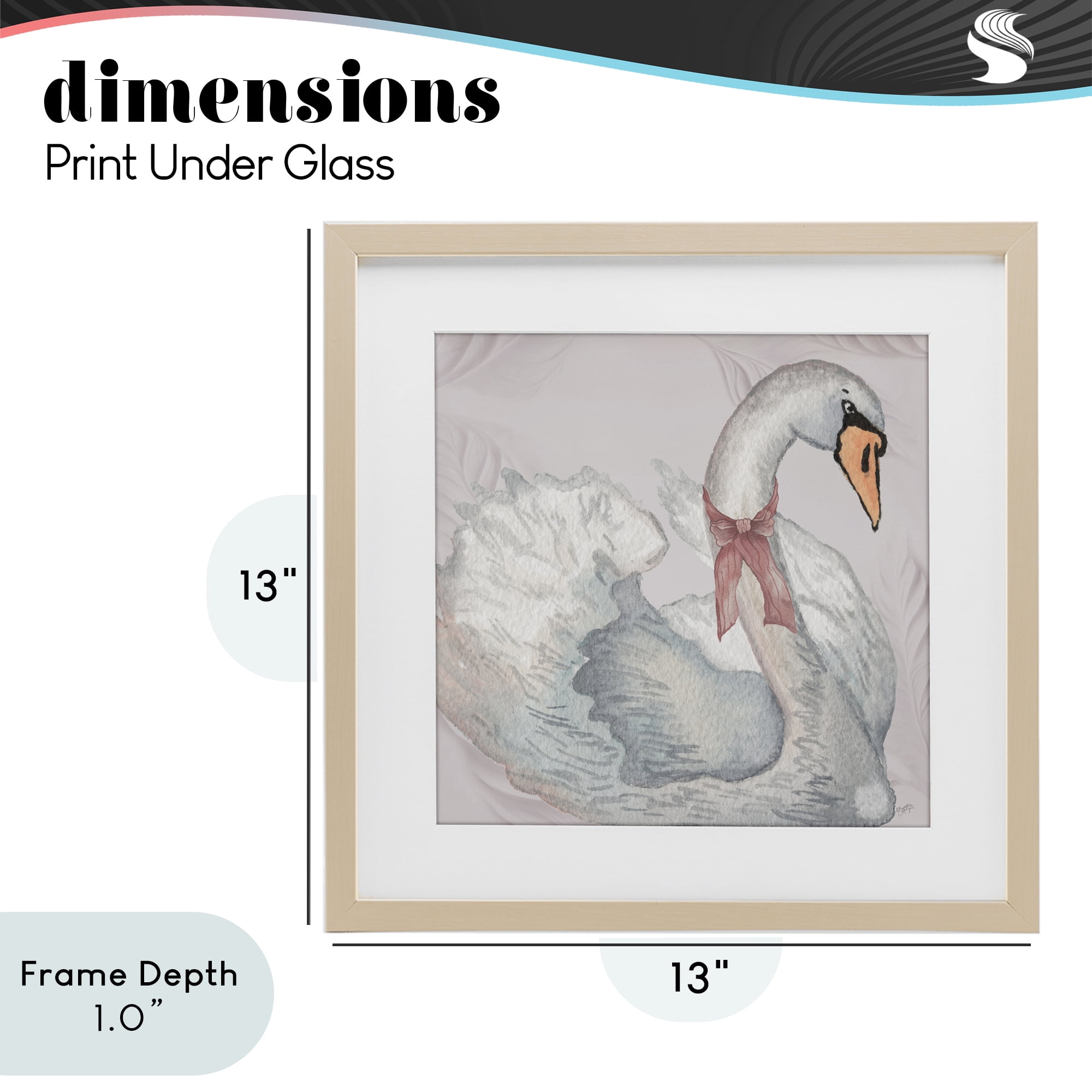Stupell Industries Subdued Classic Swan Birch Framed Print Under Glass, design by Elizabeth Medley