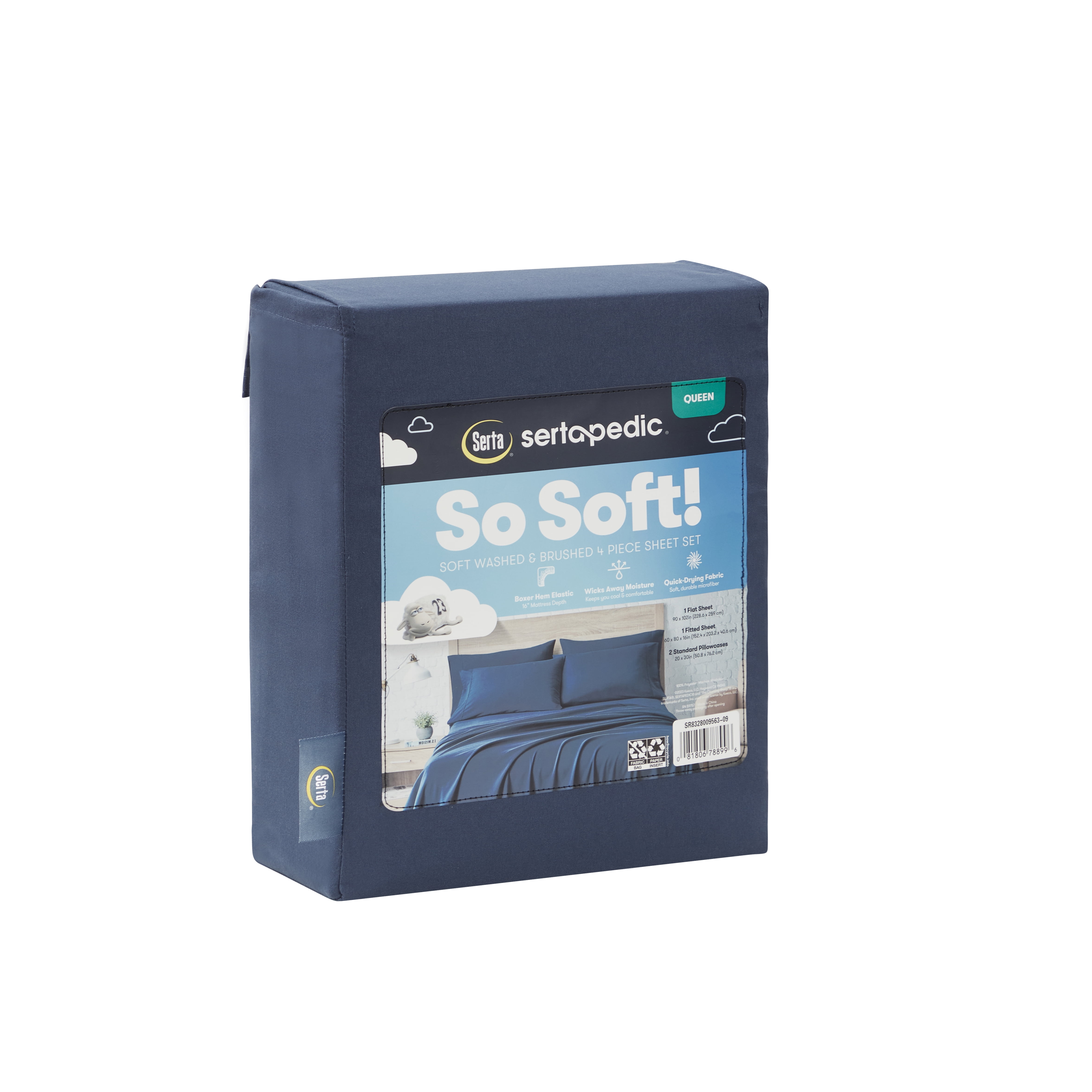 Serta So Soft 4-Piece Navy Sheet Set, Queen