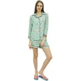 thumbnail image 4 of Bimba Mint Green Button-Down Shirt With Elastic Waist Shorts 2 Pcs Night Set - 10, 4 of 5