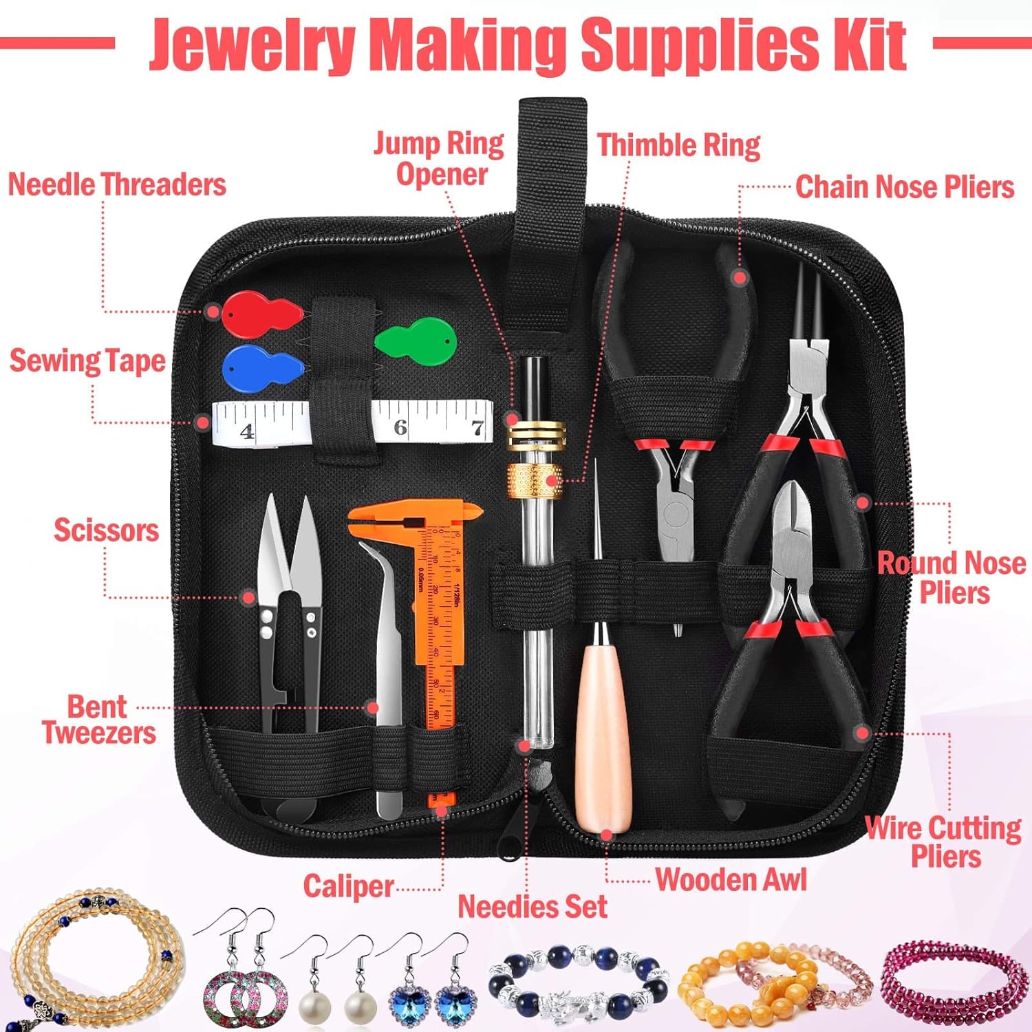 27Pcs Jewelry Making Supplies Kit:Wire Wrapping For Jewelry Making,Repair and Beading Supplies Kit with Craft Ring Wire,Tools,Pliers and Jewelry Findings,Hand Tools Kits,Springtok flaring  tool