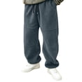 thumbnail image 2 of Mifsaly Mens Fleece Pants Warm Thick Winter Jogger Pants Casual Loose Fit Elastic Waistband Lounge Bottoms with Pockets Dark Gray,XXXL, 2 of 9