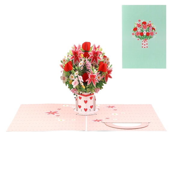 Mixed Flowers with Butterflies 3D Birthday Cards for Women, Mothers Day Cards, 11x8in Pop Up Gift Card for Mom, Wife, Her, Daughter, Sister, Grandma