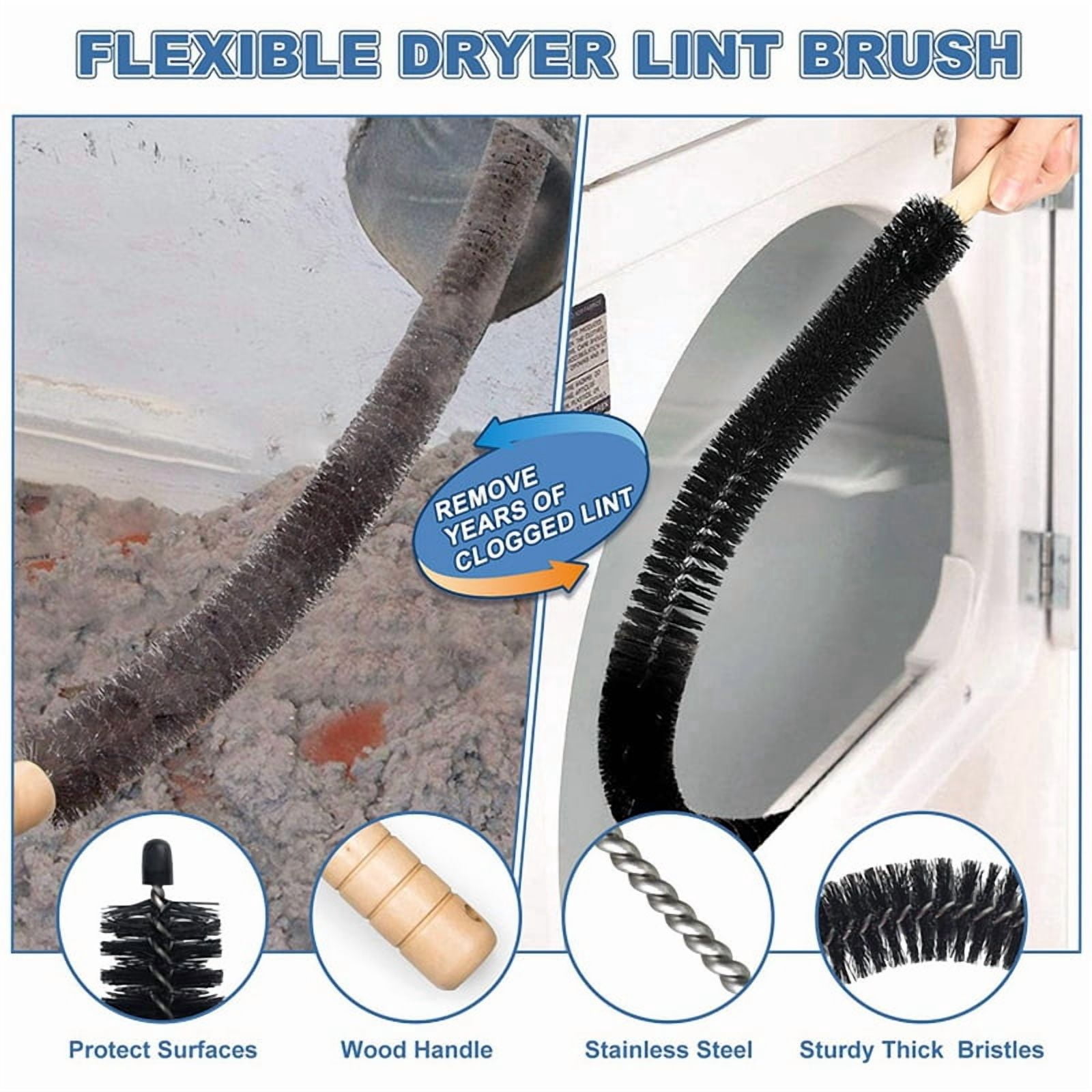 4 Pieces Dryer Vent Cleaner Kit Compatible with All Vacuum Cleaner Dryer Lint Brush and Vacuum Hose Attachment