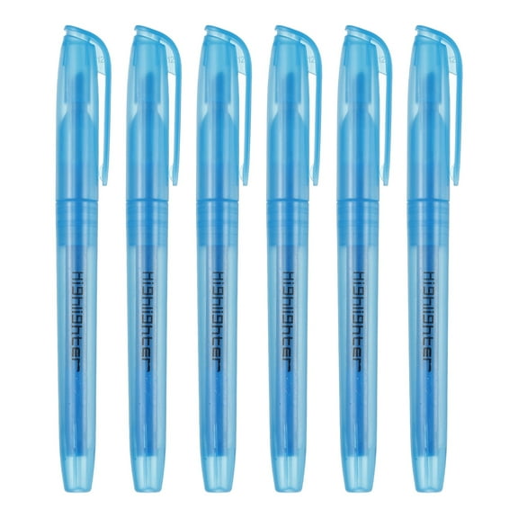 Blue Highlighter, 6 Pack High Lighters No Bleeds Highliters Pens Neon Clear View Bright Quick Dry Pocket Marker Pen Sticks Chisel Tip Cute for Books Office Adults, Transparent