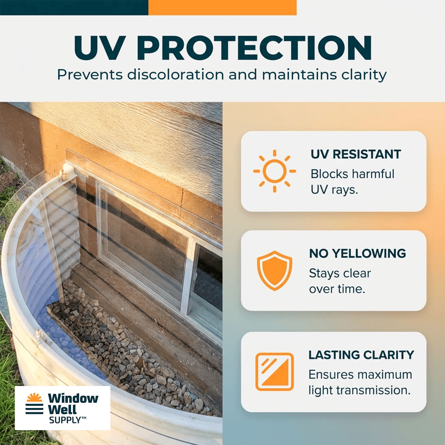 "Just Cover It" Window Well Cover (Polycarbonate, 40" Width x 17" Length)