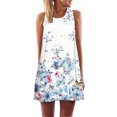 thumbnail image 1 of Vestido con estampado de mariposas de flores azules, sin mangas, suelto, de verano, para mujer, vestido informal de playa kenally FS5538-04, 1 of 4