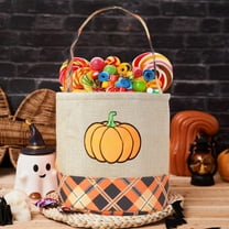 DAMAI Personalized Halloween Bags,Reusable Halloween Basket with Handle,Custom Candy Basket Halloween Bucket Organizer Stortage Bin for Party Favor Supplies(Pumpkin - Yellow)