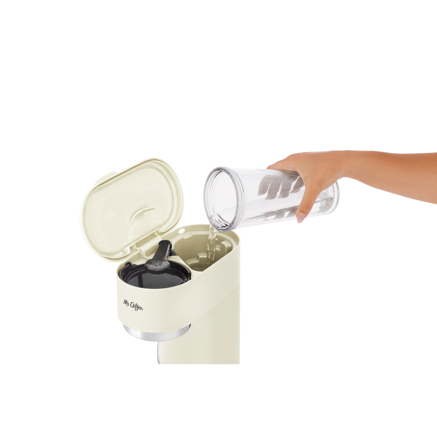 Mr. Coffee Single-Serve Iced and Hot Coffee Maker with Reusable Tumbler and Reusable Coffee Filter, Cannoli Cream