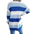 thumbnail image 5 of Xuanfei Women Striped Color Block Open Front Lantern Long Sleeve Cardigan Sweater Coat With Pocket, 5 of 7