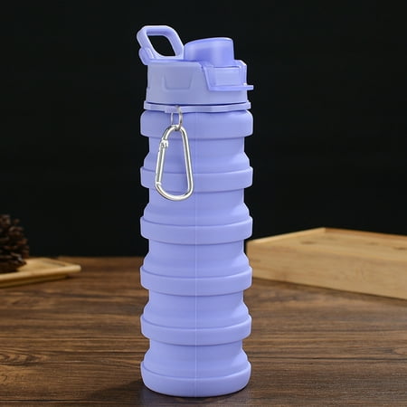 

Arogan Collapsible Water Bottle Reuseable BPA Free Silicone Foldable Water Bottles for Travel Gym Camping Hiking Portable Leak Proof Sports Water Bottle with Carabiner Purple