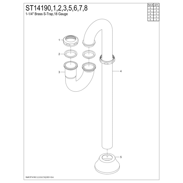 Kingston Trimscape CC4240MB 1-1/4 (or 1-1/2) x 1-1/2 Inch Decor P-Trap Kingston Trimscape CC4240MB 1-1/4 (or 1-1/2) x 1-1/2 Inch Decor P-Trap