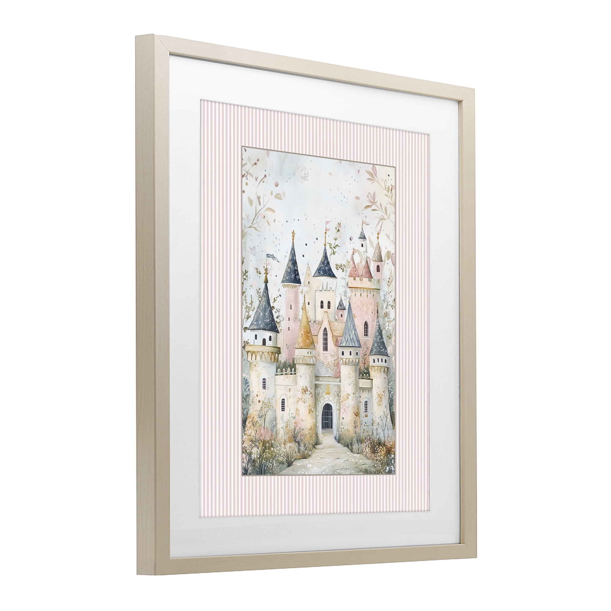 Stupell Industries Enchanted Dreams Castle Birch Framed Print Under Glass, design by Christine Simpson Art