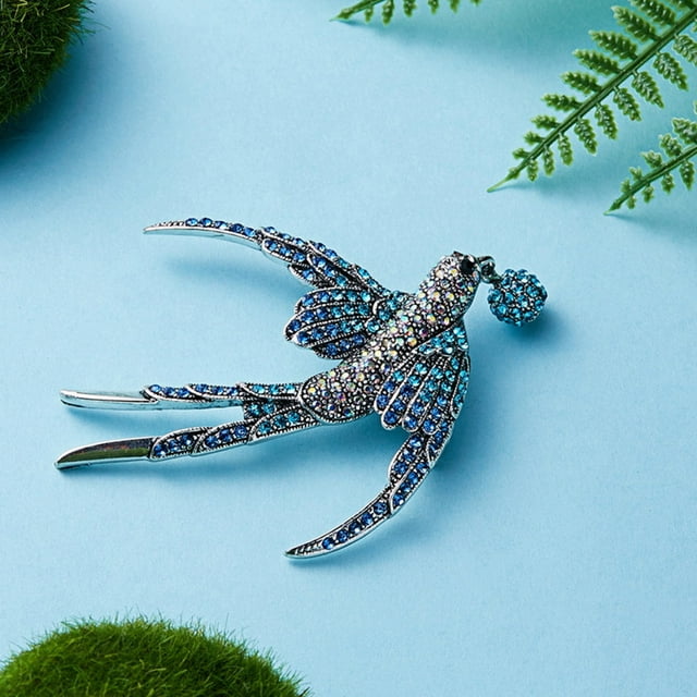 facefd Bird Shaped Brooch Shining Rhinestone Swallow bird brooch Badge Pin Collar Scarf Clothes Decor Chest Pin BC18Y0222-2