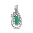 thumbnail image 2 of Oval Emerald and Diamond Teardrop Pendant Necklace 14k White Gold, 2 of 2