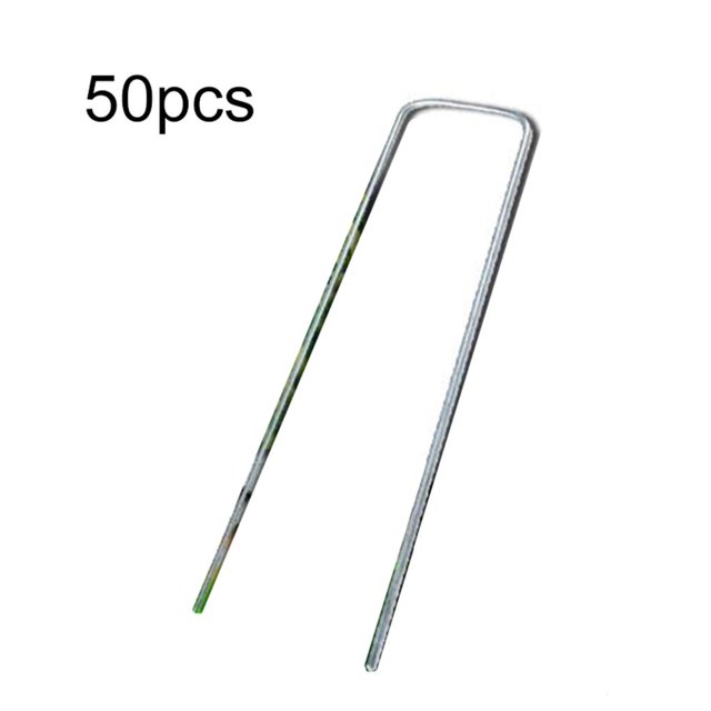 Scienceny 50 piezas en forma de U para jardinería, fijador de césped, clavijas de tierra de césped artificial, pasadores de Metal Jardín y Patio Scienceny TO004305-00