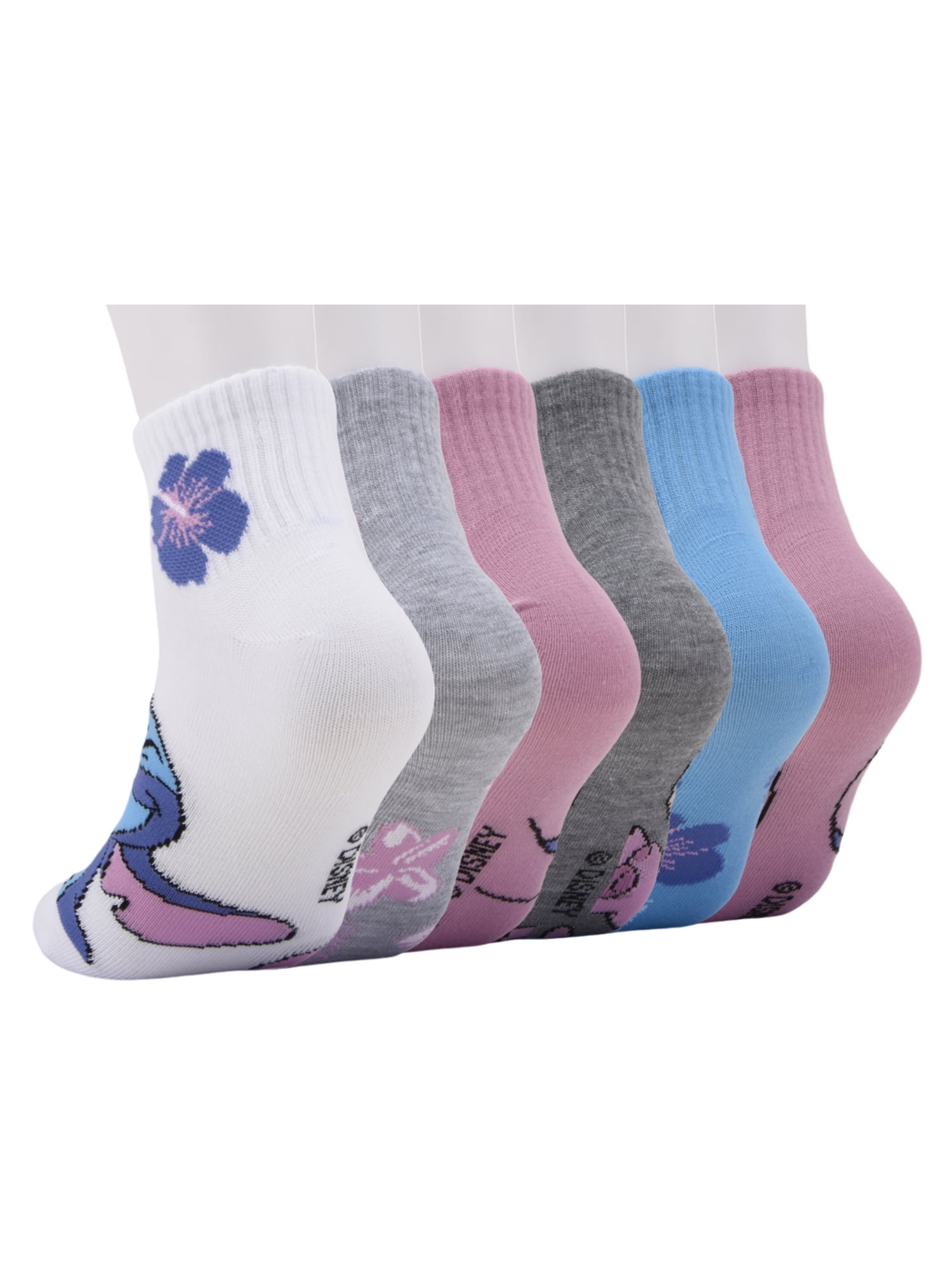 Stitch Girls 6-pack Ankle Socks, Sizes S-L