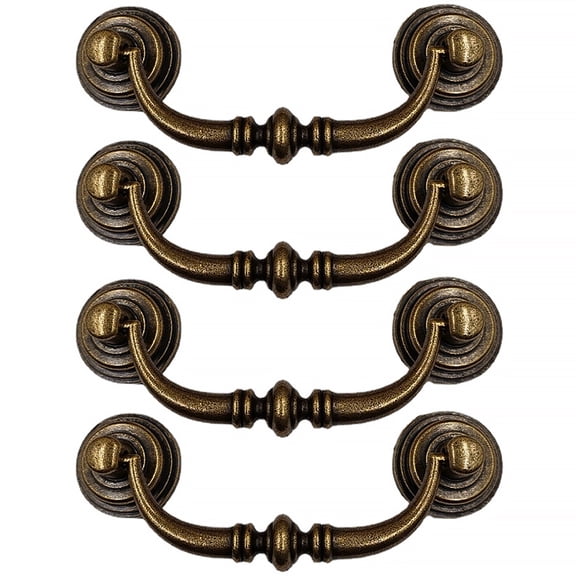 BE-TOOL 2/4Pcs Vintage Drawer Pulls Handles Dresser Drawer Handle for Home Cabinets Office Desk Brass