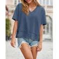 thumbnail image 2 of ZANKLEY Womens Summer V Neck Oversized T Shirt Casual Short Sleeve Loose Fit Flowy Basic Top, 2 of 12