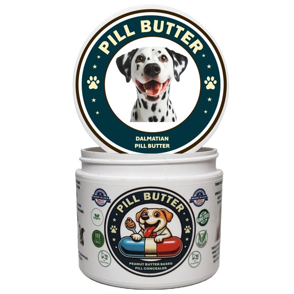 Pill Butter: Dalmatian Dog Treats to Wrap Pills - Moldable Non-Sticky Paste of Human Grade Real Dog Peanut Butter (60 Servings)