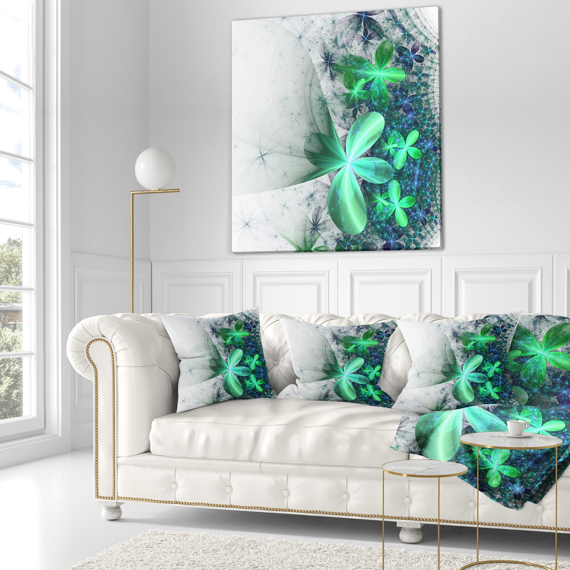 Designart 16" x 16" Blue Polyester Throw Pillow