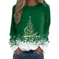 thumbnail image 3 of Fiaer Christmas Sweatshirts Women Xmas Tree Snowflake Graphic Long Sleeve Pullovers Oversized Crew Neck Holiday Merry Tops Green XXXL, 3 of 5