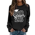 thumbnail image 3 of Sweatshirt for Women Basic Fall Pullover Sweatshirt with Letter Print Round Neck Layering Top Comfort Fit Chandail Femme Black M, 3 of 7