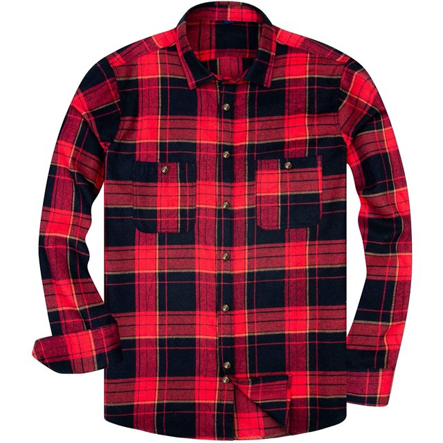 Men's Casual Button Down Flannel Shirt Plaid
