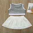 thumbnail image 3 of CNKOO Été Bébé Filles Rayé Robe Tops et Shorts Denim, 3 of 5