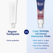 Crest Toothpaste, 3D White Advanced Glam White Whitening Toothpaste, 3.3 oz, Pack of 2