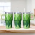thumbnail image 2 of 20oz Geometric Design Insulated Tumbler with Handle, Stainless Steel Double Wall Travel Coffee Mug Leak Proof Texture, 2 of 5