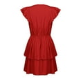 thumbnail image 5 of RYKJLWY Dresses for Women 2024 Women's Loose Peplum Short Sleeved Double Layer Dress Casual Dresses Wedding Guest Dress (Red,XXL), 5 of 5