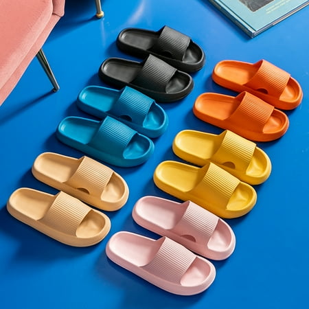 

蓝色 black 33.5 38-39(250mm)Women Thick Platform Slippers Summer Beach Eva Soft Sole Slide Sandals Leisure Men Ladies Indoor Bathroom Anti-slip Shoes