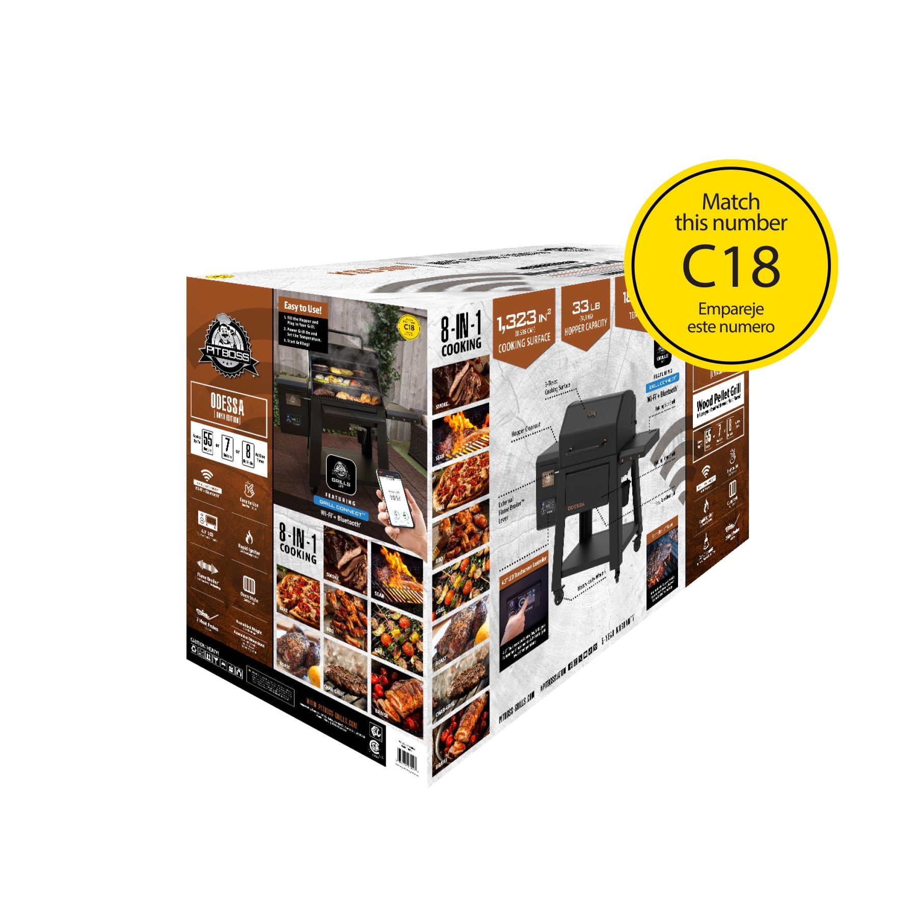 Pit Boss Pellet Smoker, Odessa 1250 Square Inch Wood Fired Pellet Grill with Wifi and Bluetooth, Onyx Series