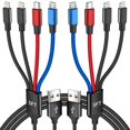 thumbnail image 1 of Cable de carga Idison 4 en 1, 5 pies, paquete de 2 para iPhone y Android, 1 of 7