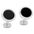 thumbnail image 2 of Men's Double Sided Onyx Round Beveled Cufflinks, 2 of 6