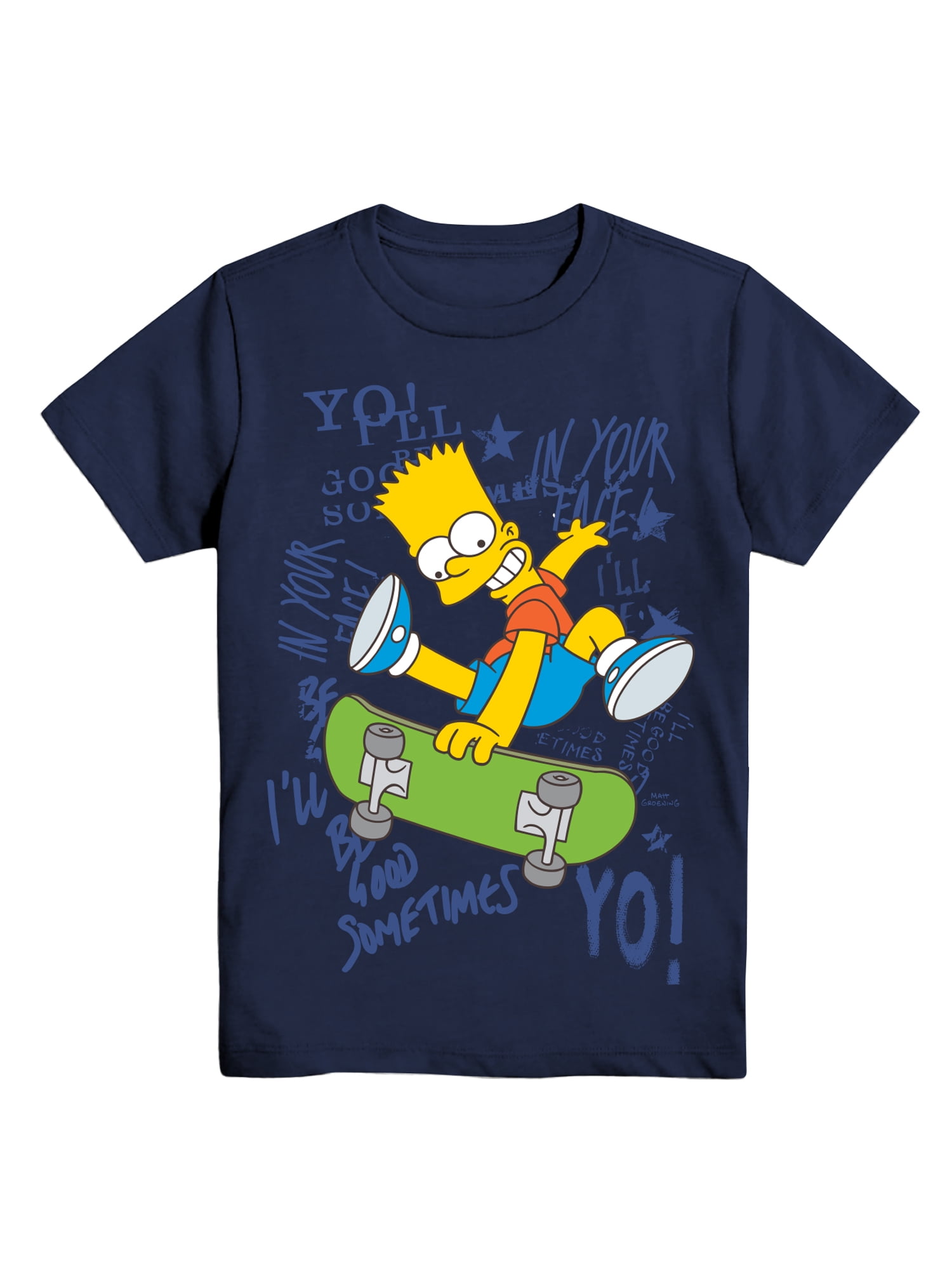 The Simpsons Boys' Graphic Tee with Short Sleeves, Kick Flip Swag, Sizes 4-18